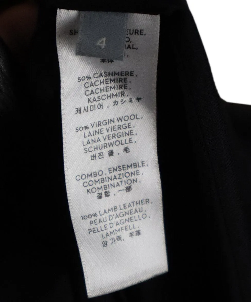 Reed Krakoff Black Cashmere & Leather Trim Coat sz 4
