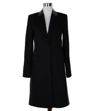Reed Krakoff Black Cashmere & Leather Trim Coat sz 4
