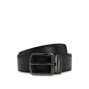 Reversible belt in monogrammed and structured Italian leather