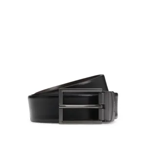 Reversible leather belt with logo keeper