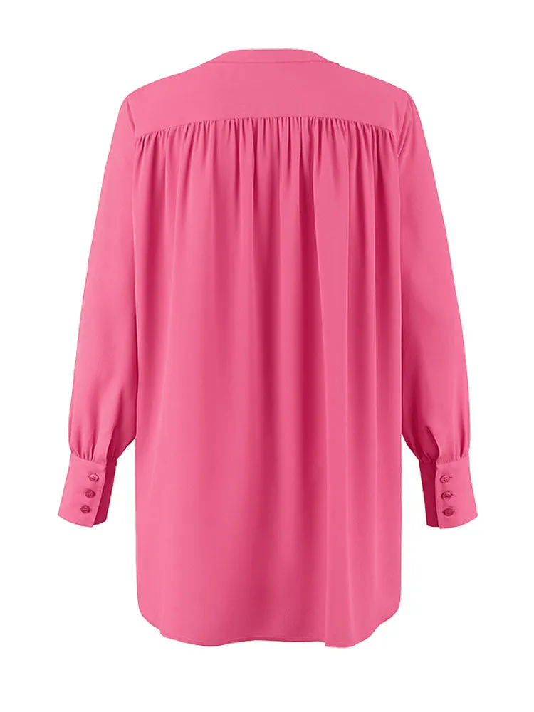 Riani Long Collarless Shirt Rose