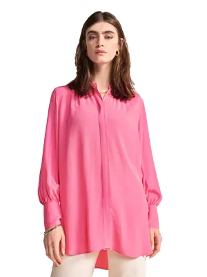 Riani Long Collarless Shirt Rose