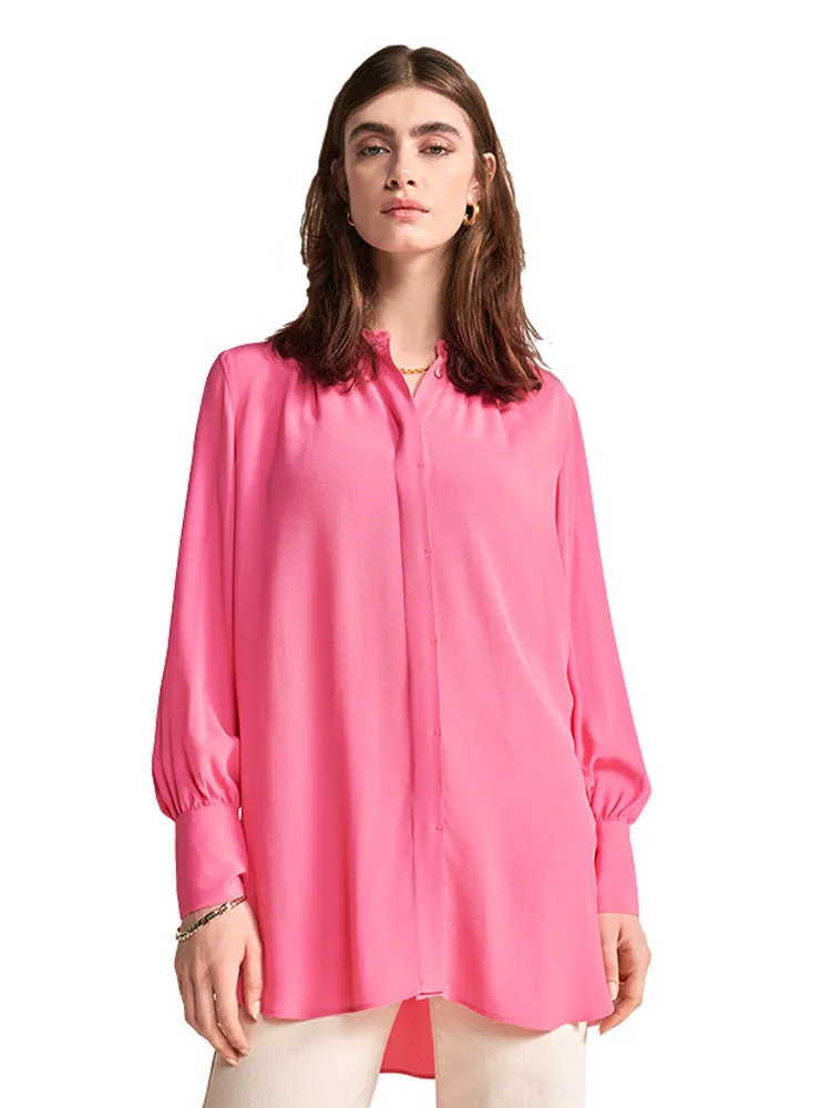 Riani Long Collarless Shirt Rose