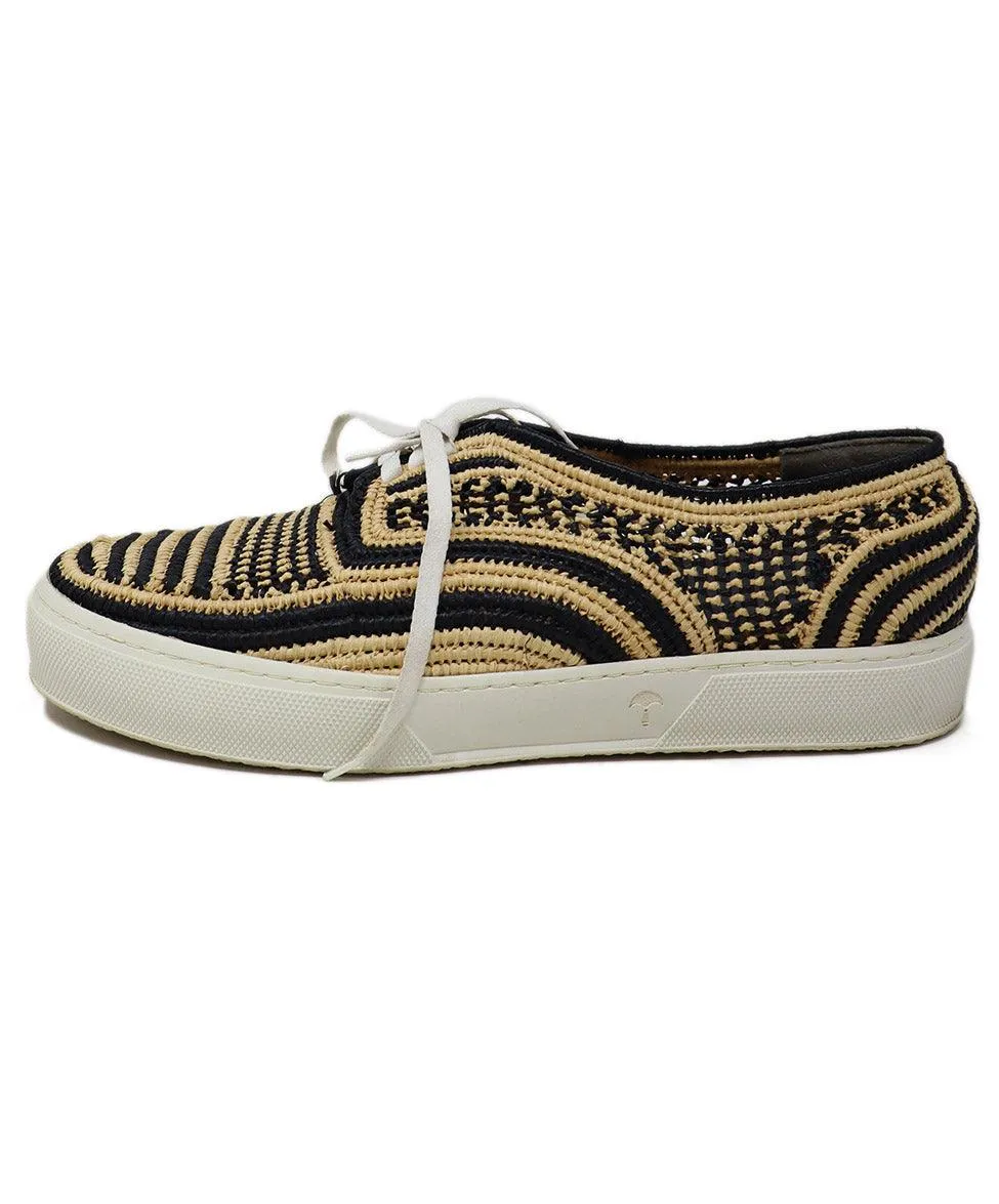 Robert Clergerie Black & Tan Raffia Sneakers sz 12