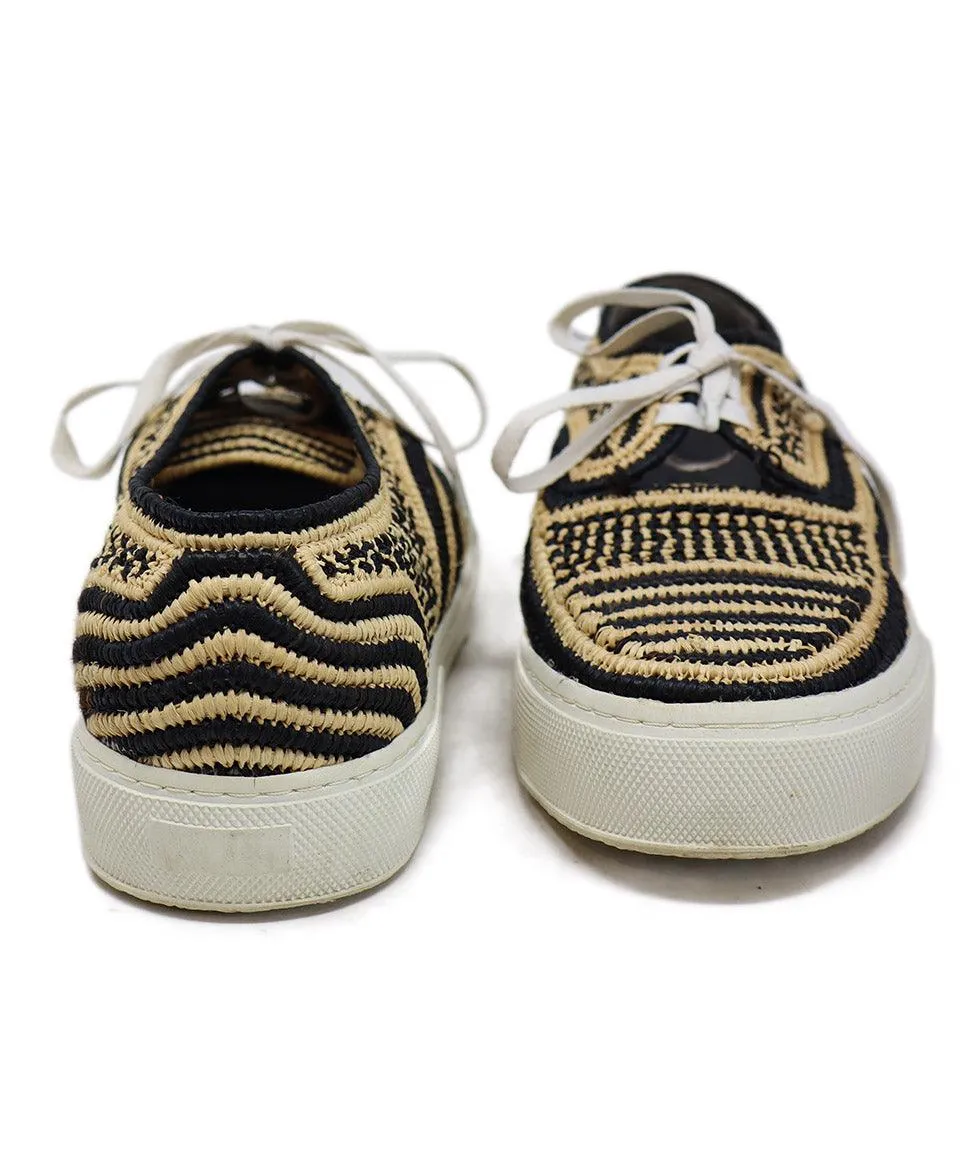 Robert Clergerie Black & Tan Raffia Sneakers sz 12