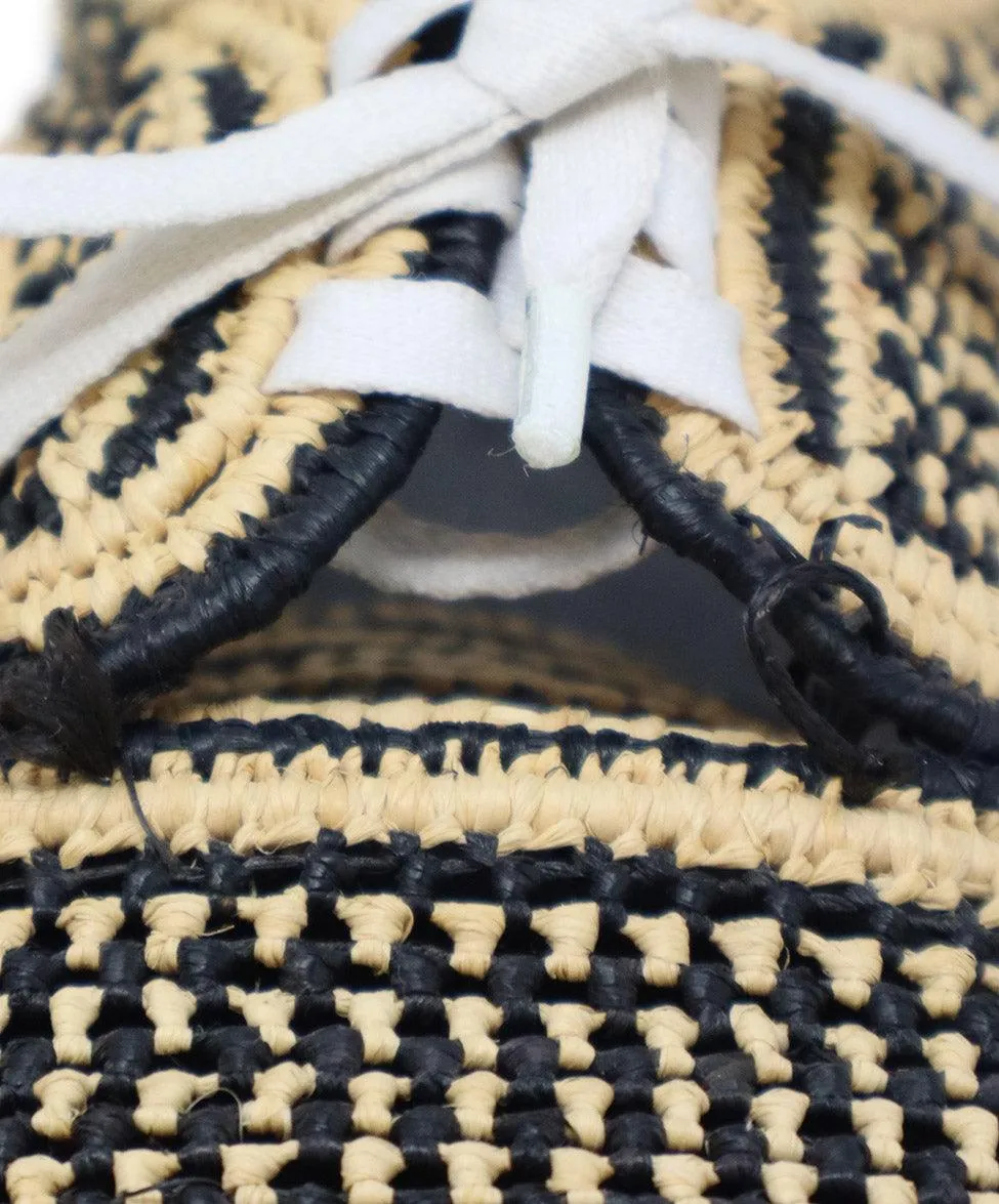 Robert Clergerie Black & Tan Raffia Sneakers sz 12