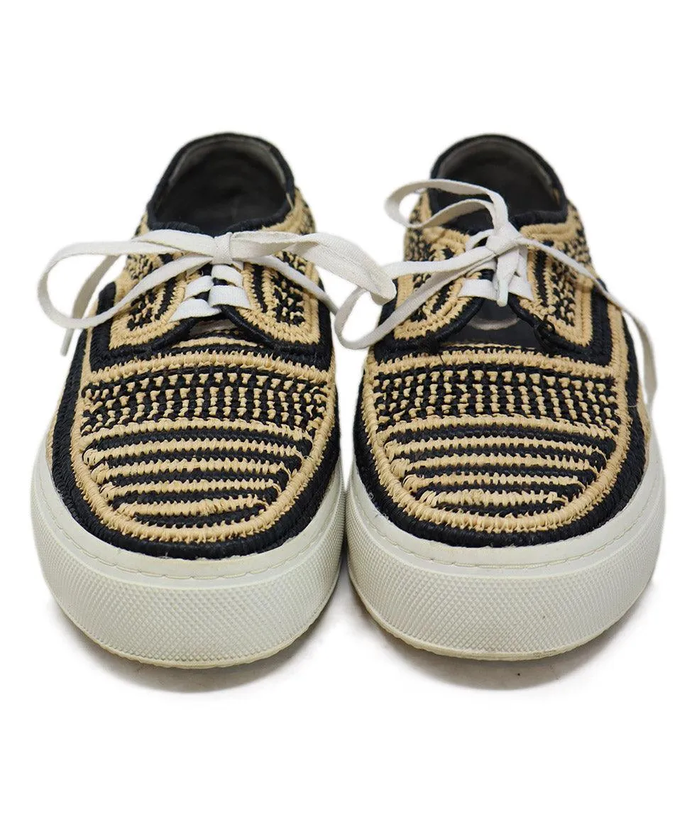 Robert Clergerie Black & Tan Raffia Sneakers sz 12