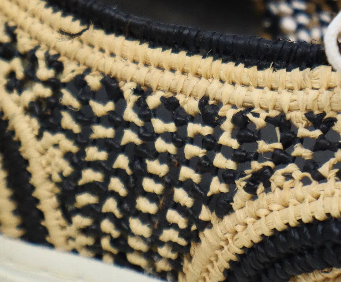 Robert Clergerie Black & Tan Raffia Sneakers sz 12