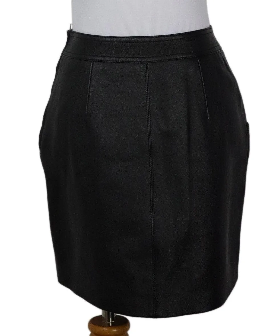 Saint Laurent Studded Black Leather Mini Skirt sz 4