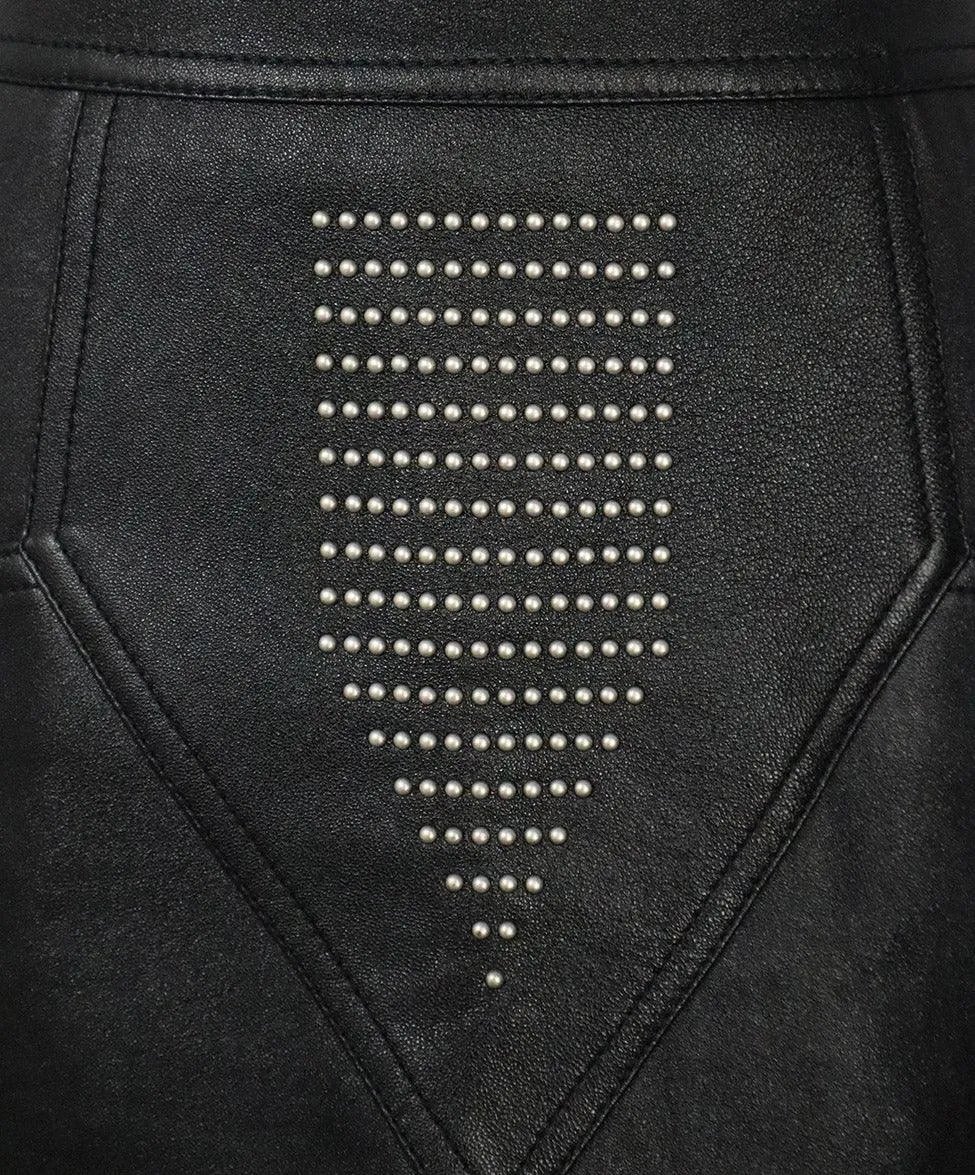 Saint Laurent Studded Black Leather Mini Skirt sz 4