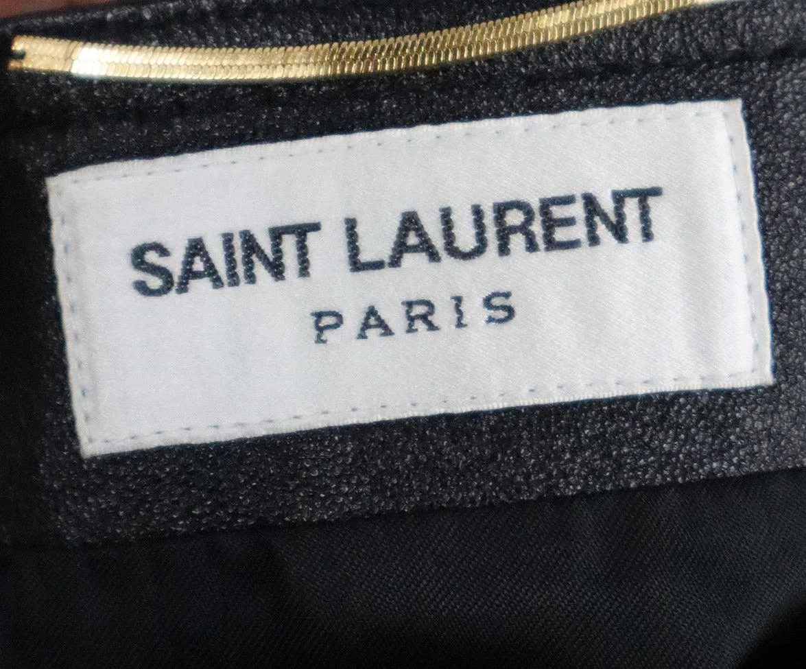 Saint Laurent Studded Black Leather Mini Skirt sz 4