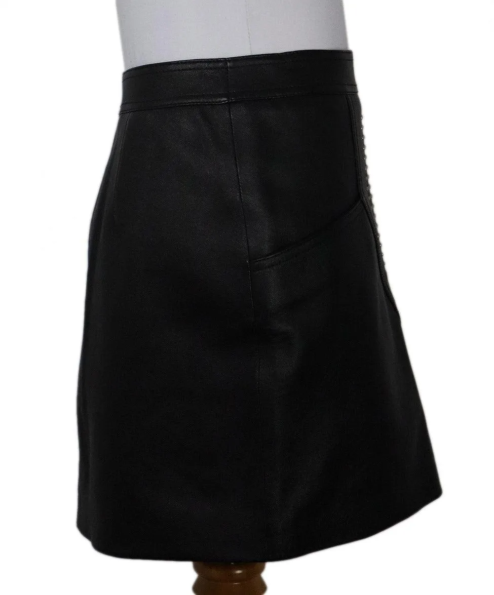 Saint Laurent Studded Black Leather Mini Skirt sz 4