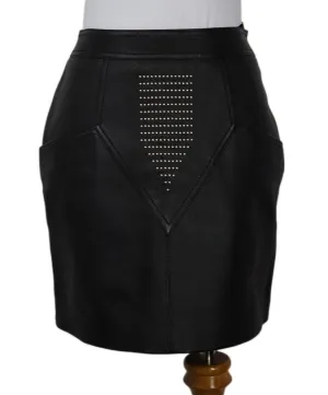 Saint Laurent Studded Black Leather Mini Skirt sz 4