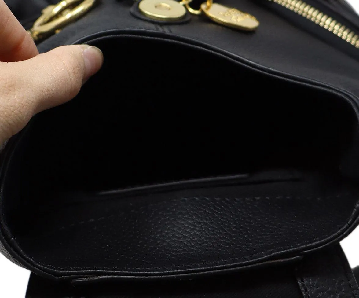 See By Chloe Black Leather & Gold Studded Backpack
