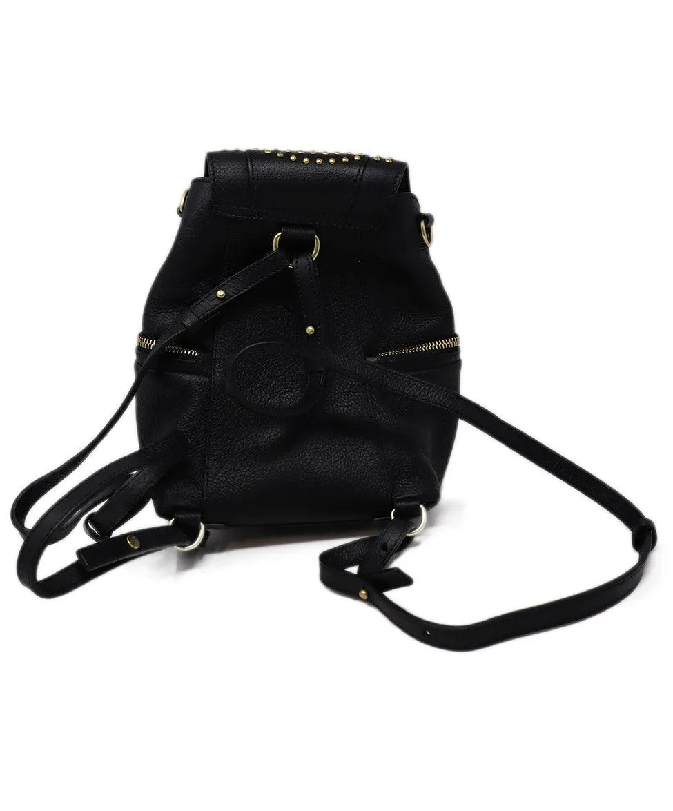 See By Chloe Black Leather & Gold Studded Backpack