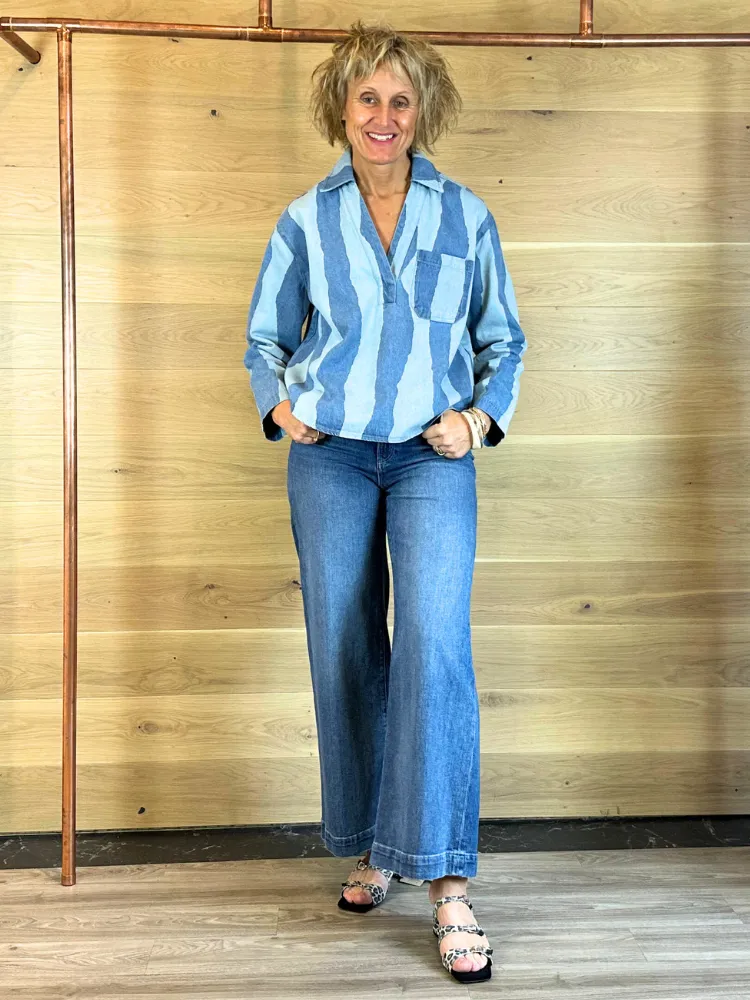 Soaked in Luxury SLMaisa Blouse Blue Stripes