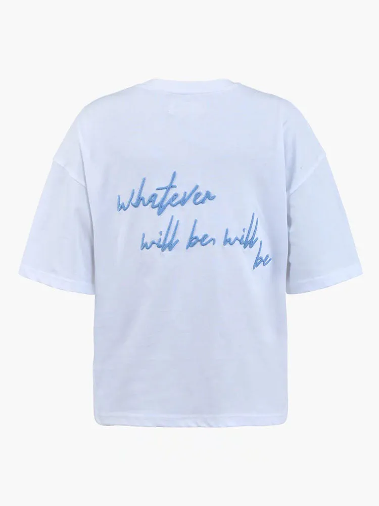 Sofie Schnoor Embroidered T-Shirt White & Bright Blue