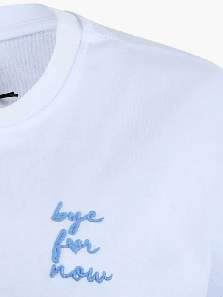 Sofie Schnoor Embroidered T-Shirt White & Bright Blue