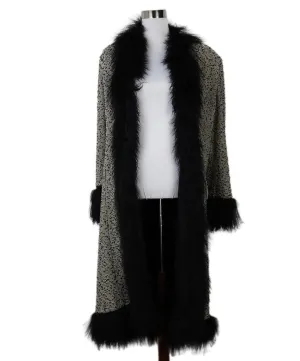 St. John B&W Knit & Lamb Fur Coat sz 12