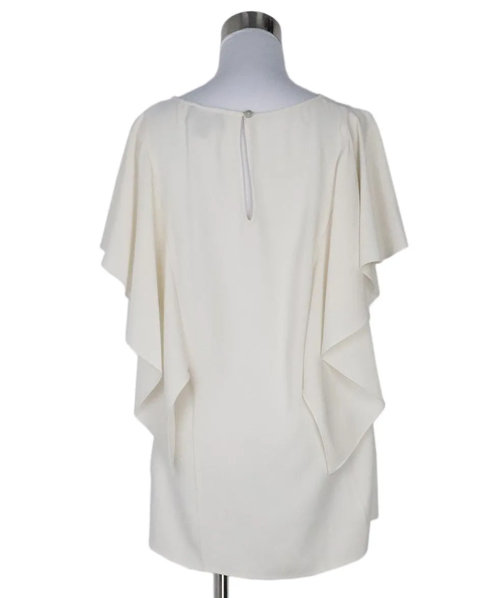St. John White Ruffle Blouse sz 8