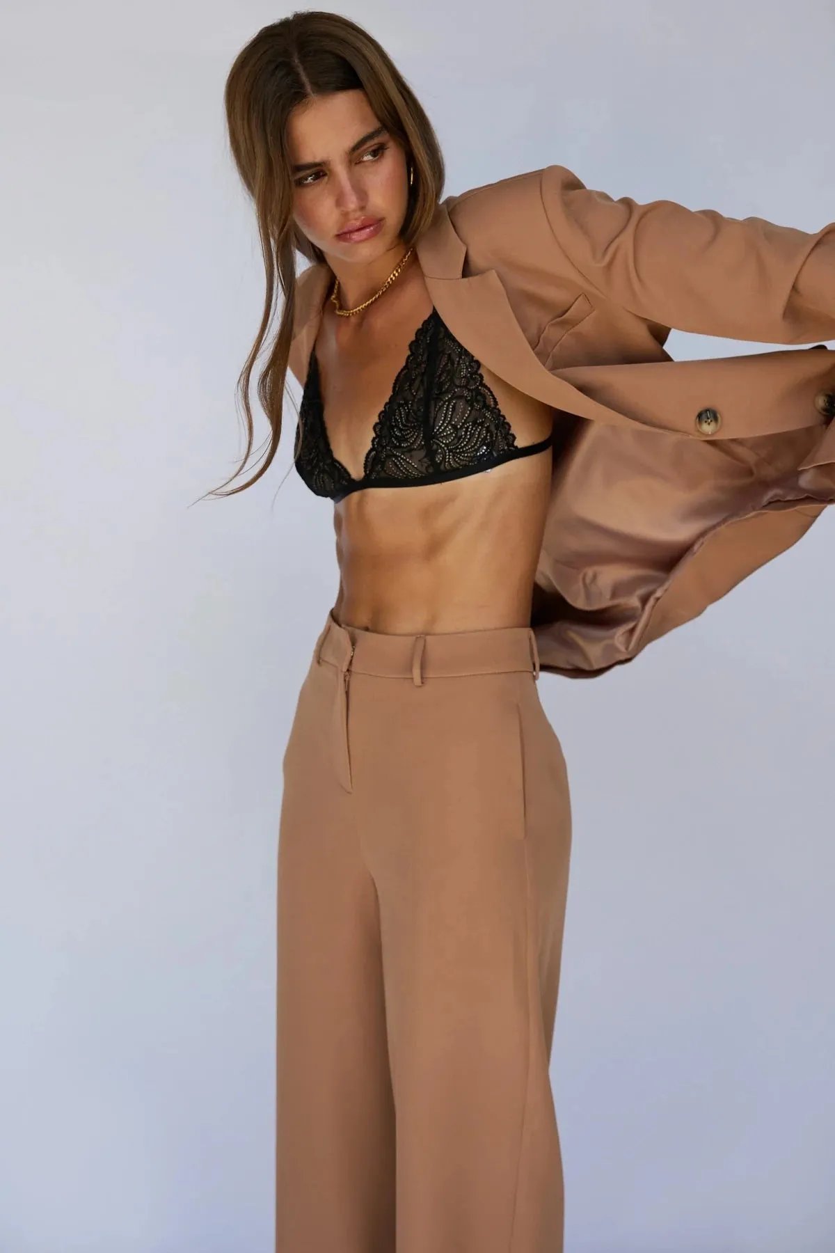 SUNDAYS THE LABEL Womens Axel Suit Pant Tan