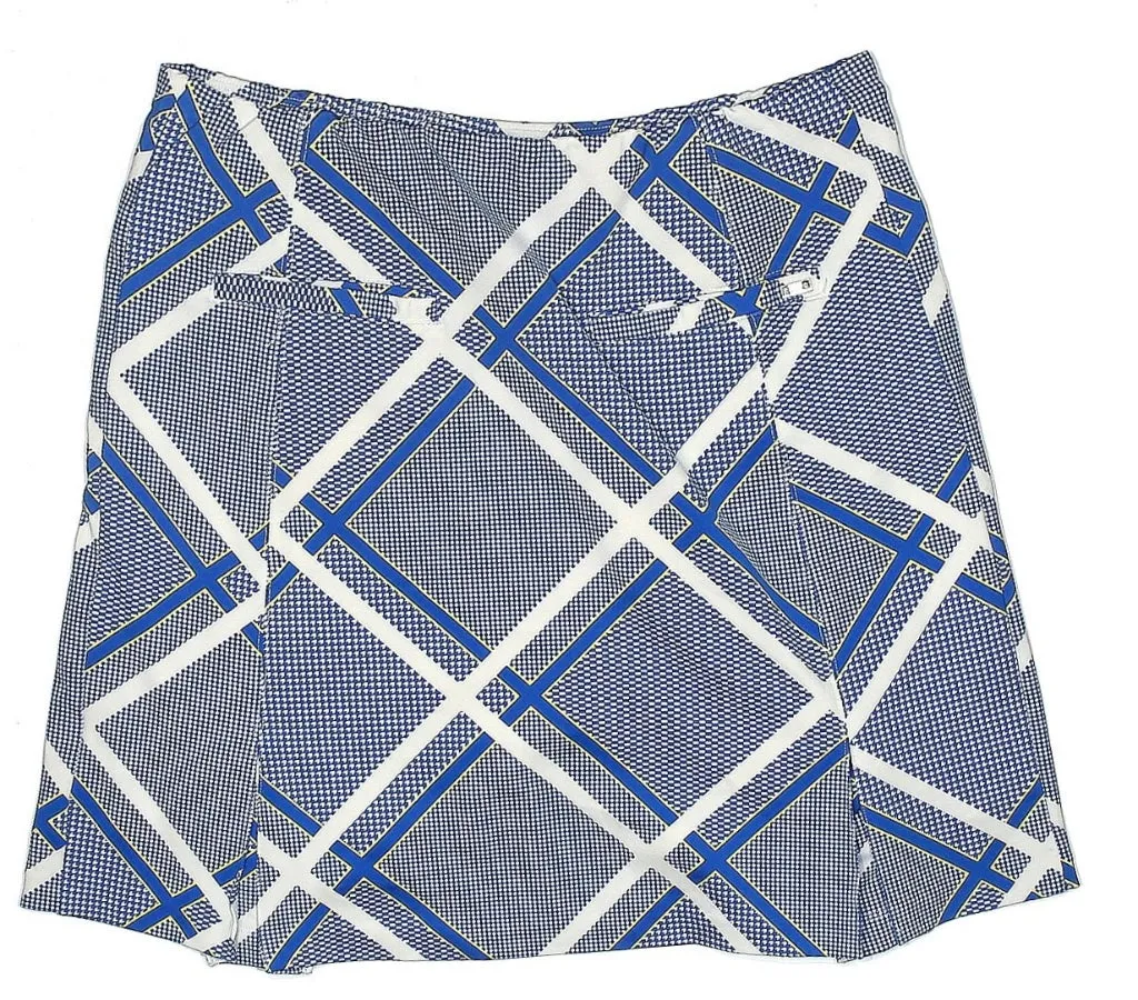Tail Activewear Blue & White Grid Skort with Yellow. Size S. MSP$89