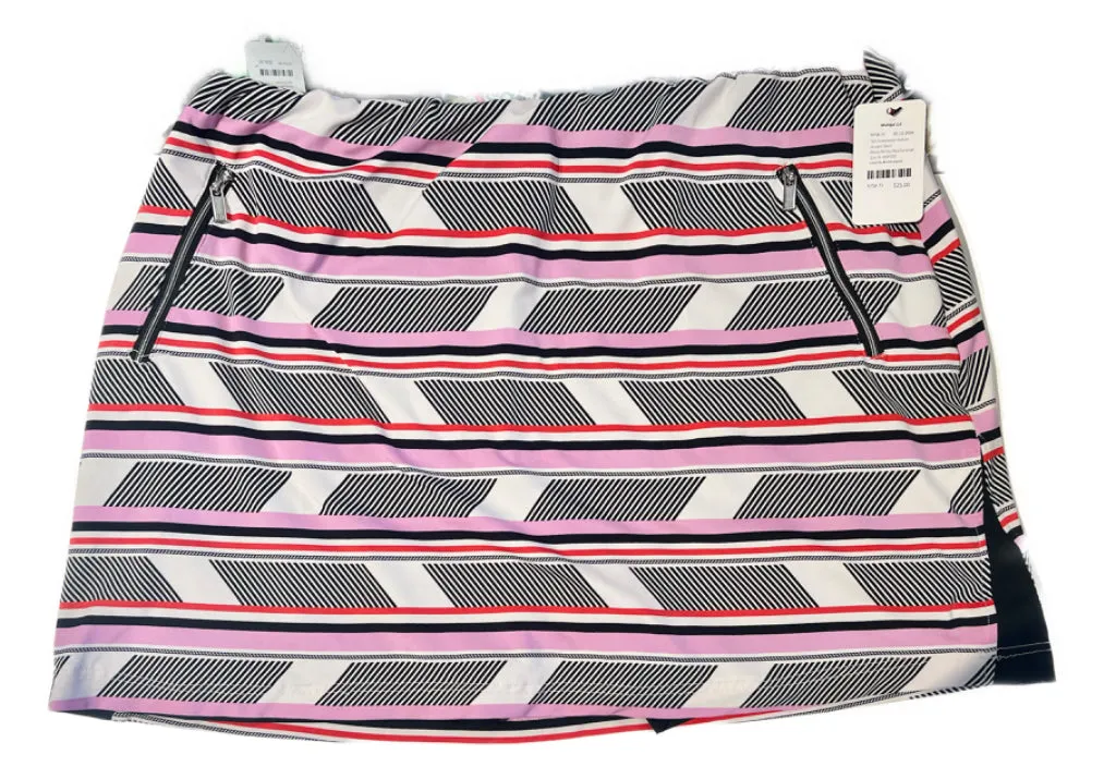 Tail Activewear Pull-on Striped Skort- Black/White/Red/Lavender Size XL MSP$92