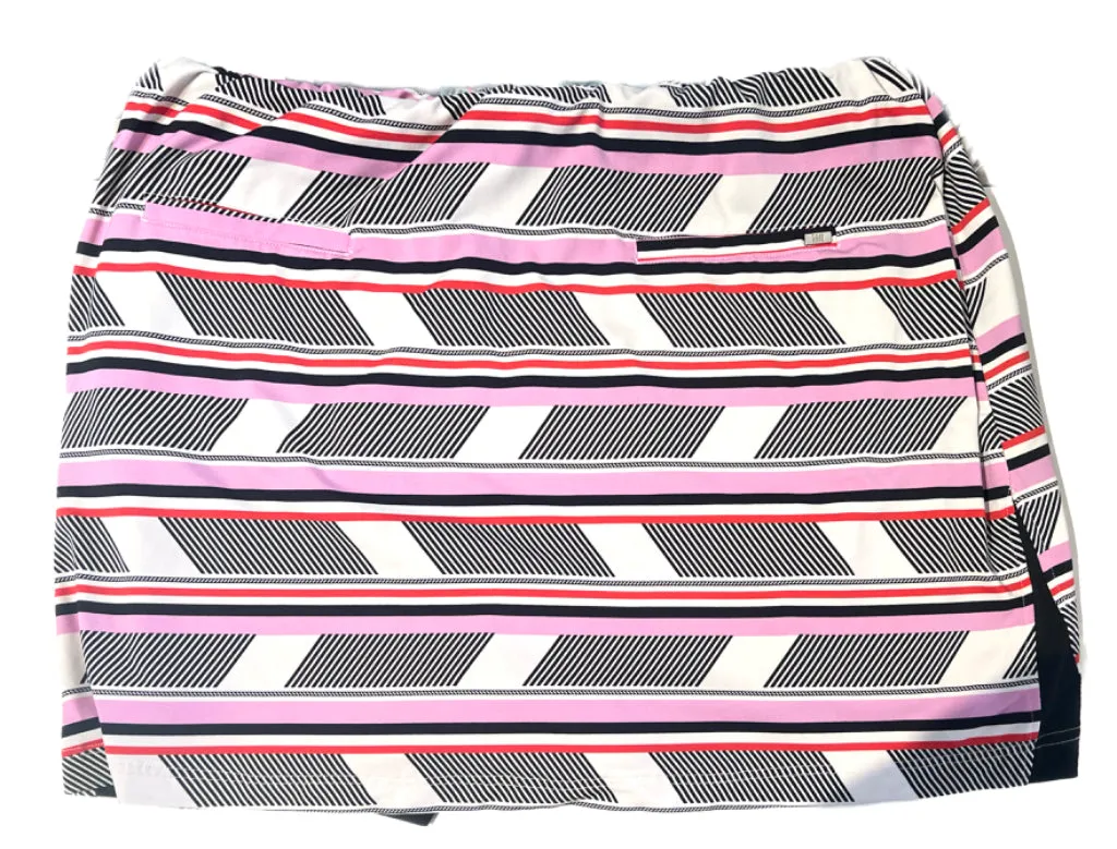 Tail Activewear Pull-on Striped Skort- Black/White/Red/Lavender Size XL MSP$92