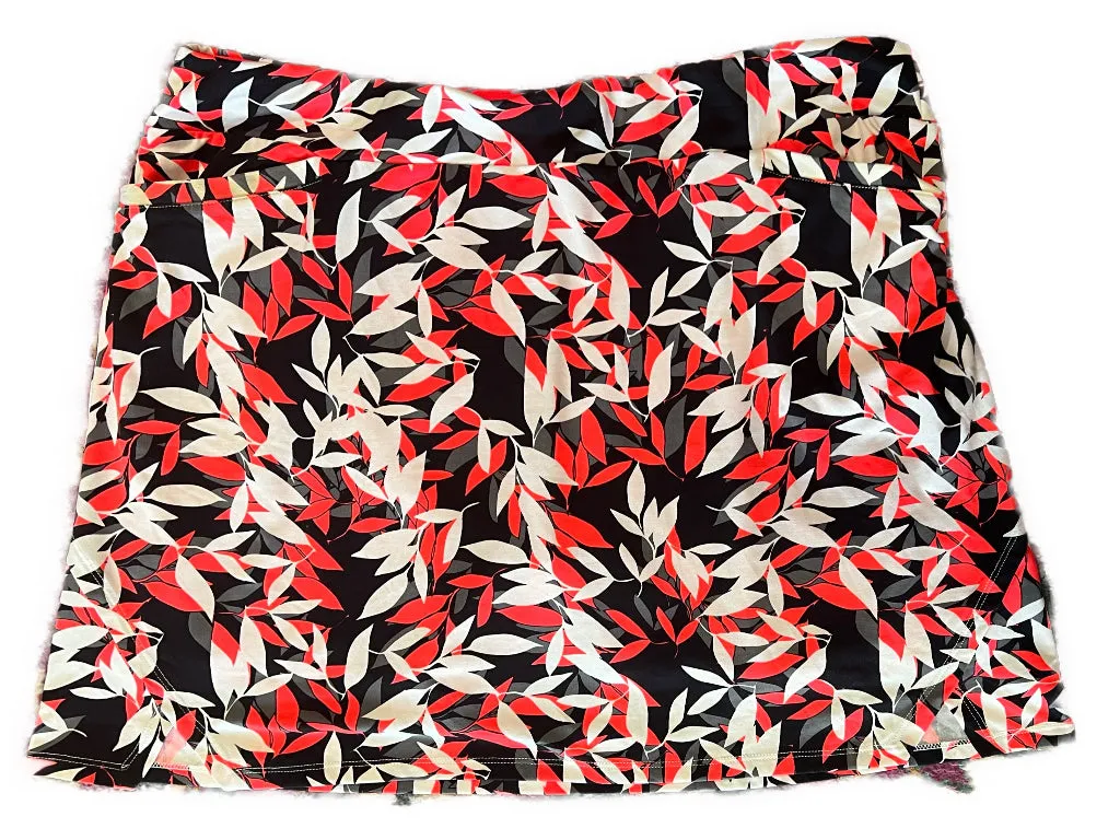 Tail White Label Black, White & Hot Coral Floral Print Golf Skort Size XL MSP$70