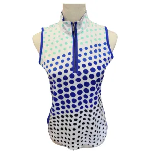Tail Women's White. Blue & Black Polka Dot Sleeveless Golf top Size S
