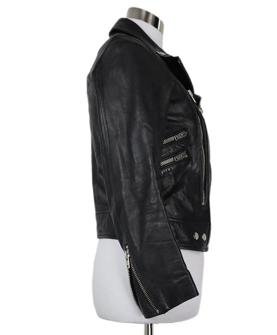 The Kooples Black Leather Motorcycle Jacket sz 4