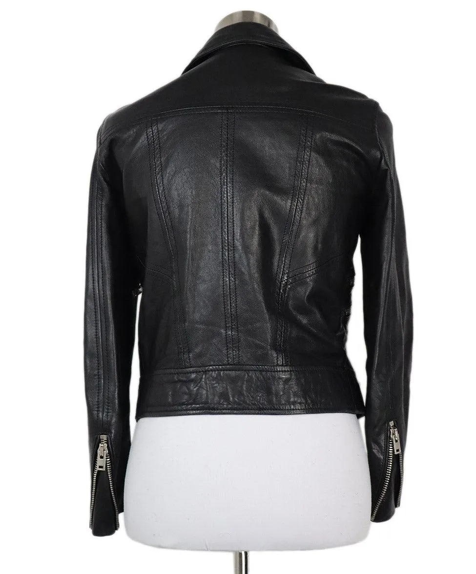 The Kooples Black Leather Motorcycle Jacket sz 4