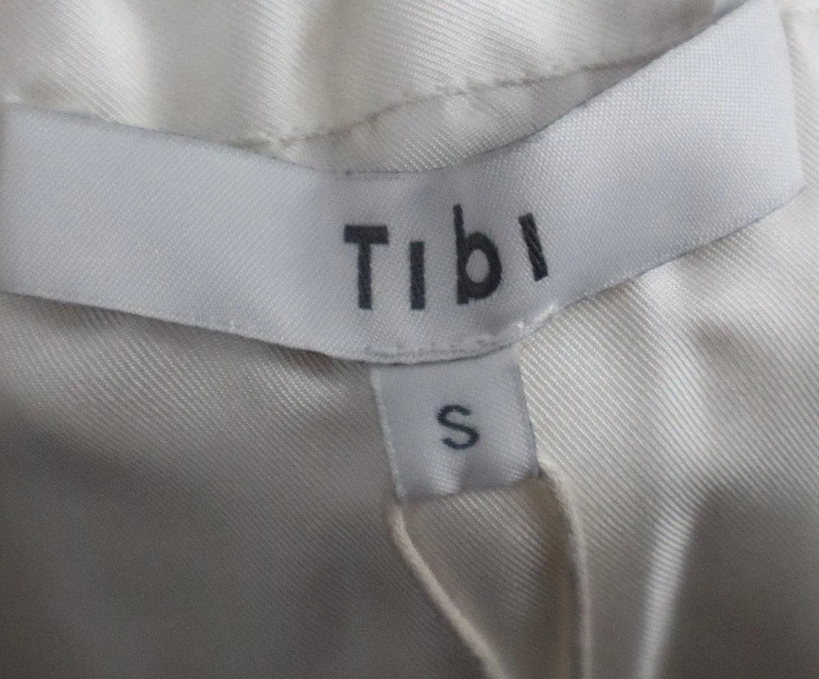 Tibi White Sequin Pleated Silk Skirt sz 6