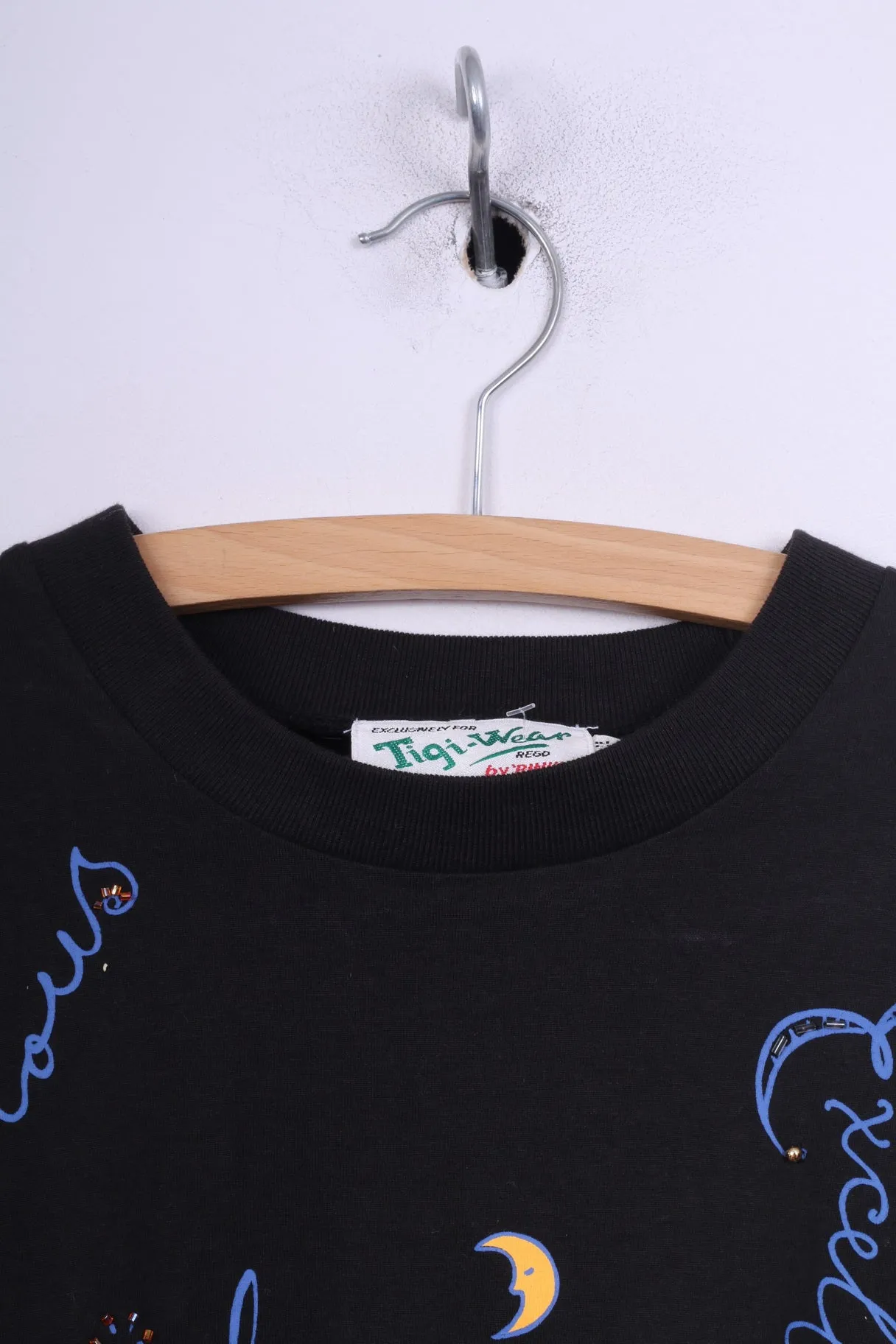 Tigi-Wear by Rinku Womens One Size T-Shirt Graphic Black Cotton Top