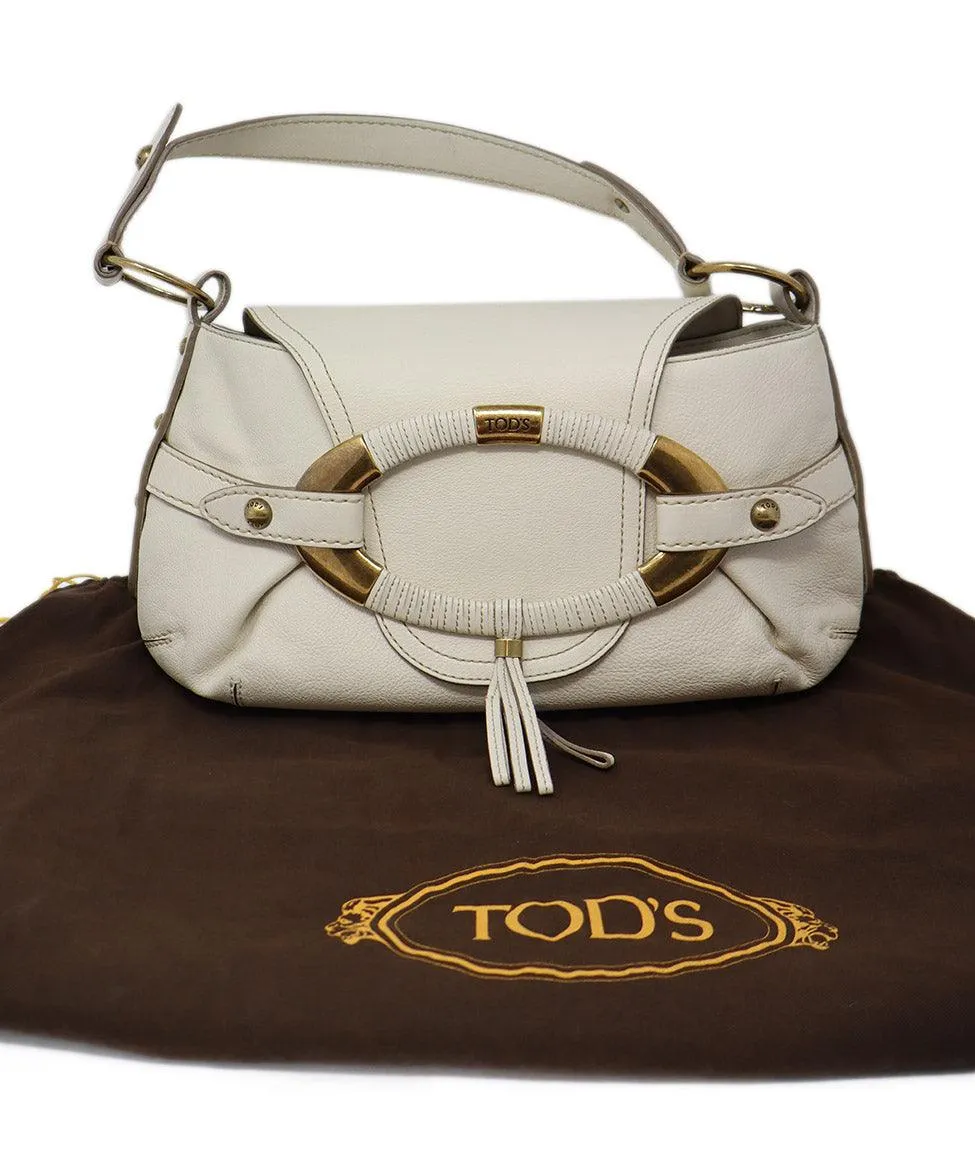 Tod's Bone White Leather Shoulder Bag