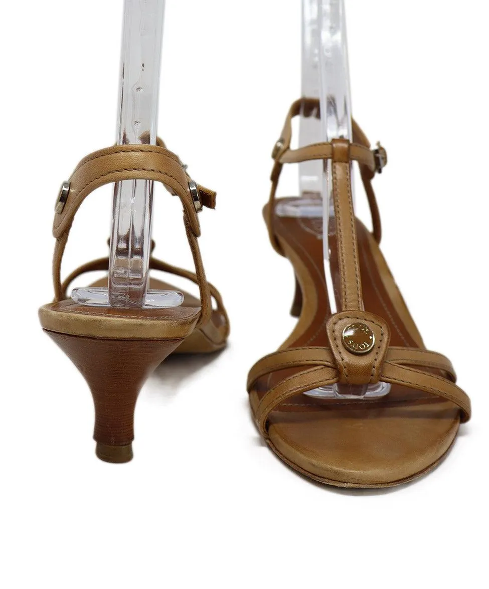 Tod's Tan Leather Heeled Sandals sz 8.5