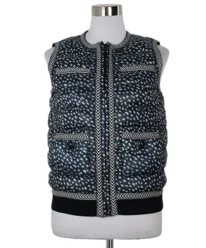 Tory Burch Blue & White Down Puffer Vest sz 4