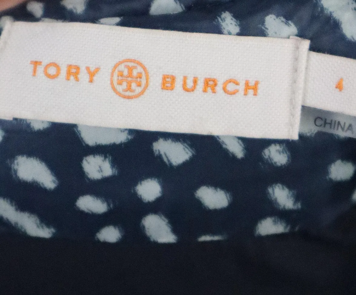 Tory Burch Blue & White Down Puffer Vest sz 4