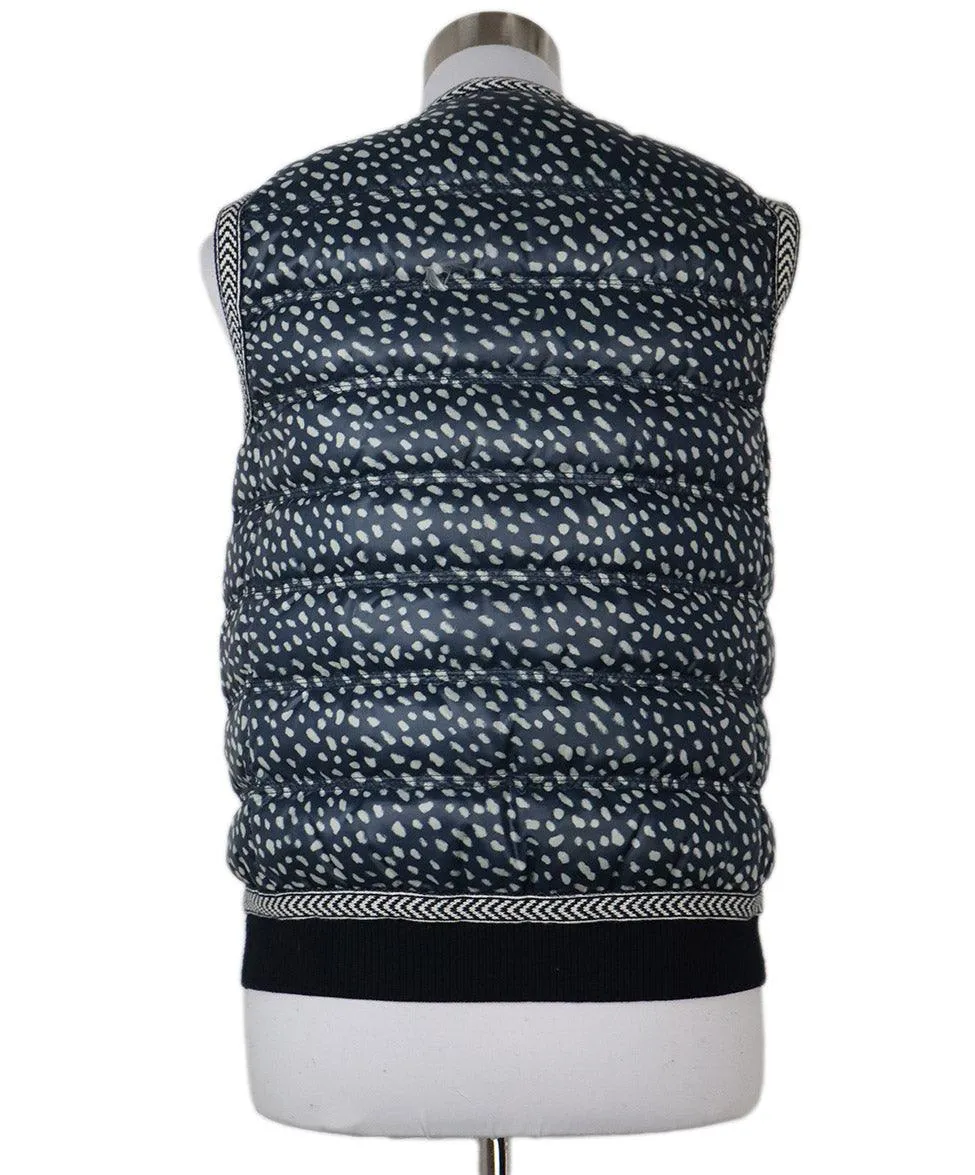 Tory Burch Blue & White Down Puffer Vest sz 4