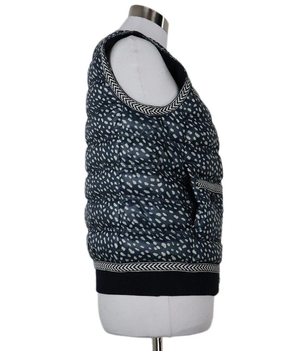 Tory Burch Blue & White Down Puffer Vest sz 4