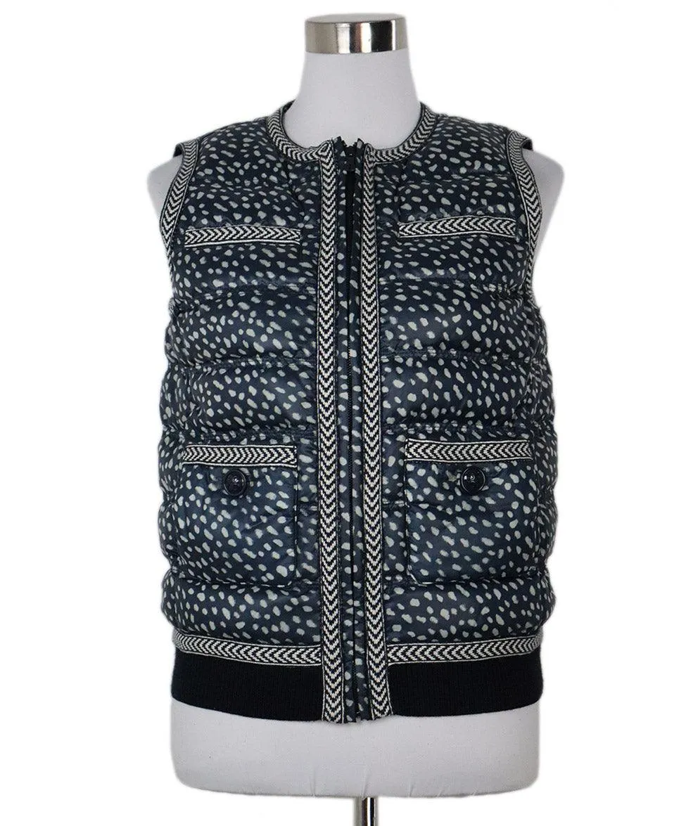 Tory Burch Blue & White Down Puffer Vest sz 4