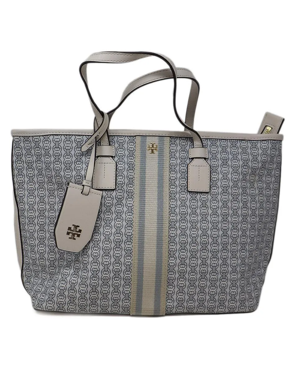 Tory Burch White & Blue Print Tote