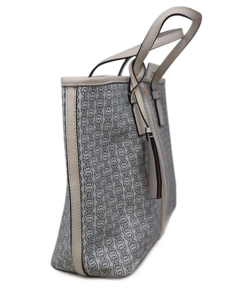 Tory Burch White & Blue Print Tote