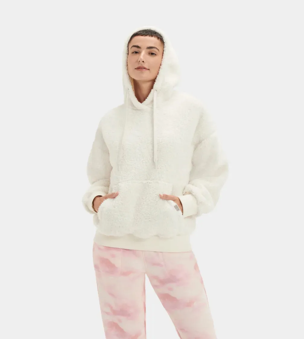 UGG LOYRA Womens Faux Sherpa Hoodie Cream