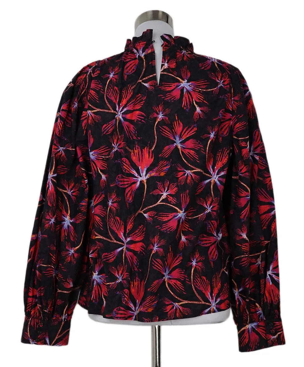 Ulla Johnson Black & Fuchsia Print Blouse sz 6
