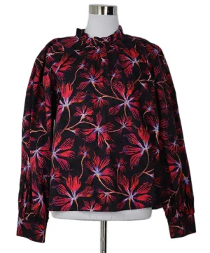 Ulla Johnson Black & Fuchsia Print Blouse sz 6