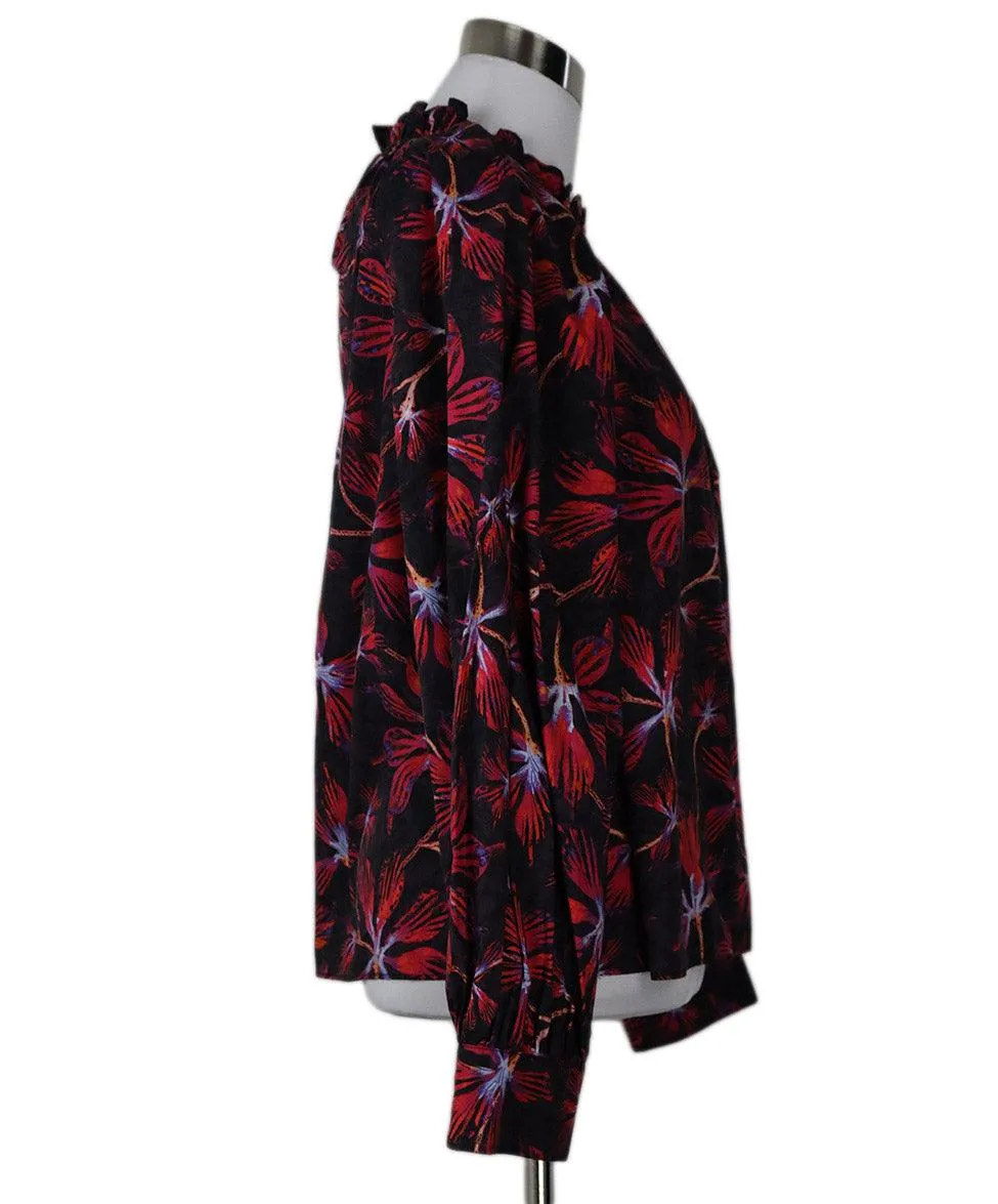 Ulla Johnson Black & Fuchsia Print Blouse sz 6