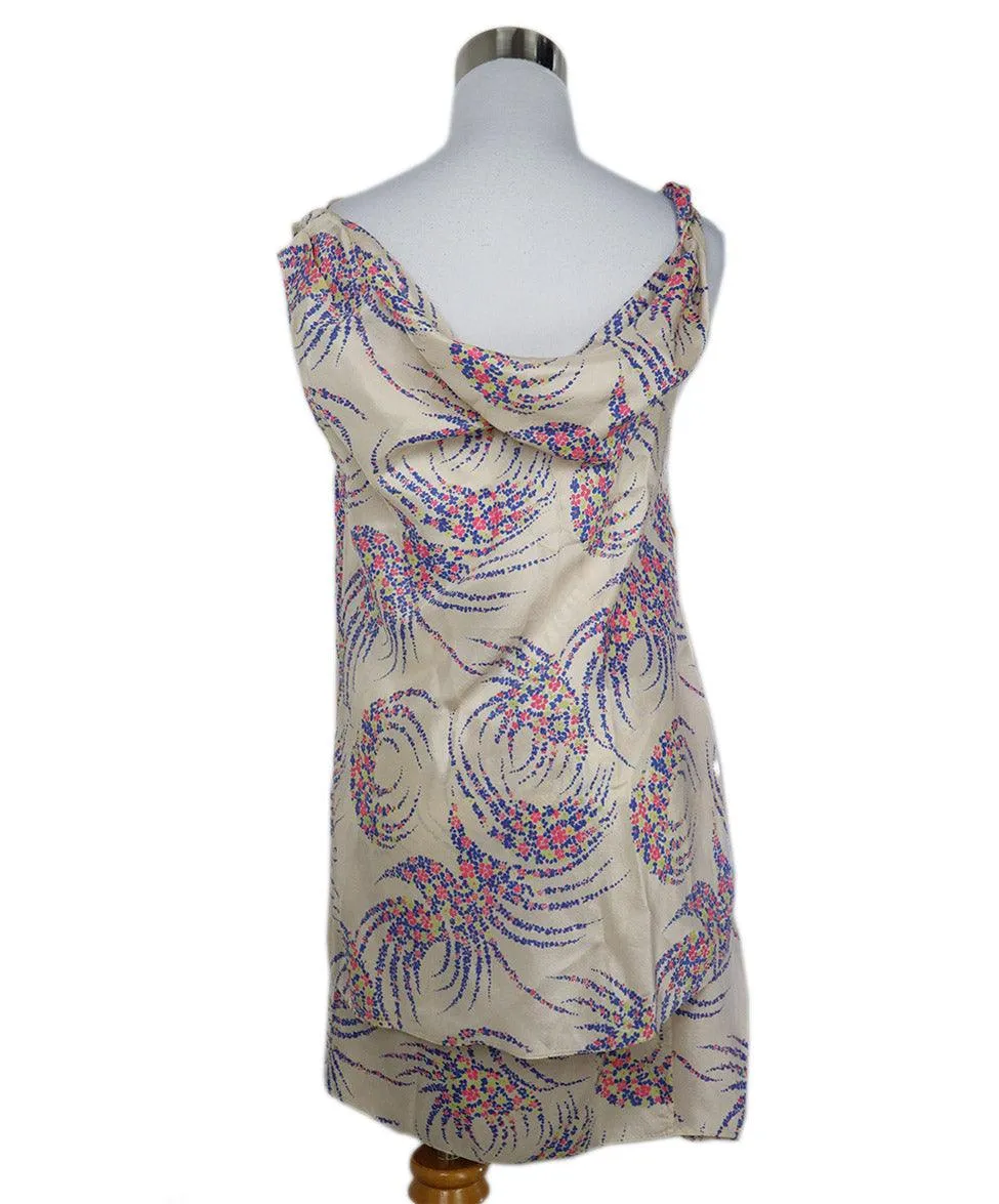 Vanessa Bruno Beige Pink & Blue Print Skirt Set sz 2