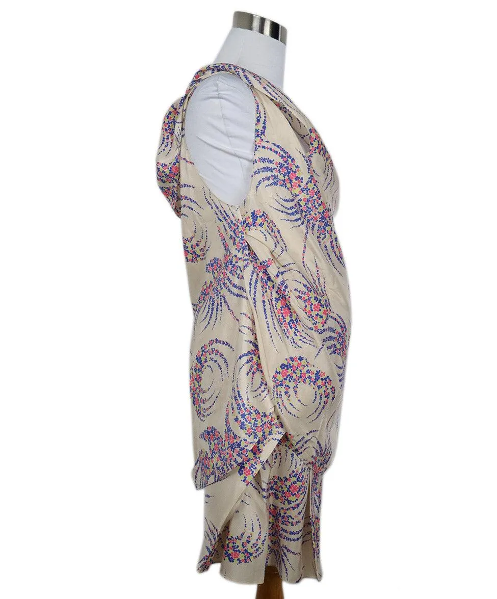 Vanessa Bruno Beige Pink & Blue Print Skirt Set sz 2