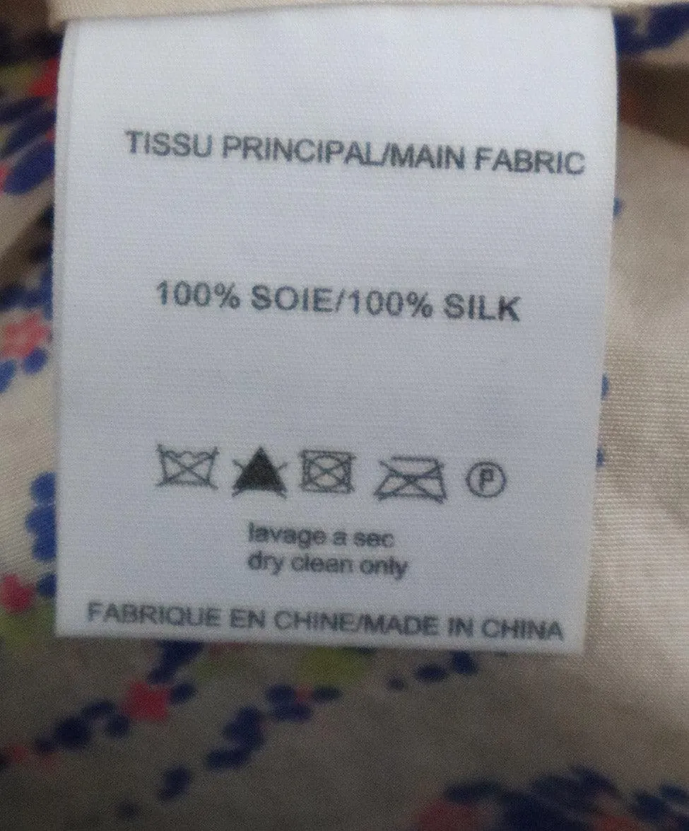 Vanessa Bruno Beige Pink & Blue Print Skirt Set sz 2